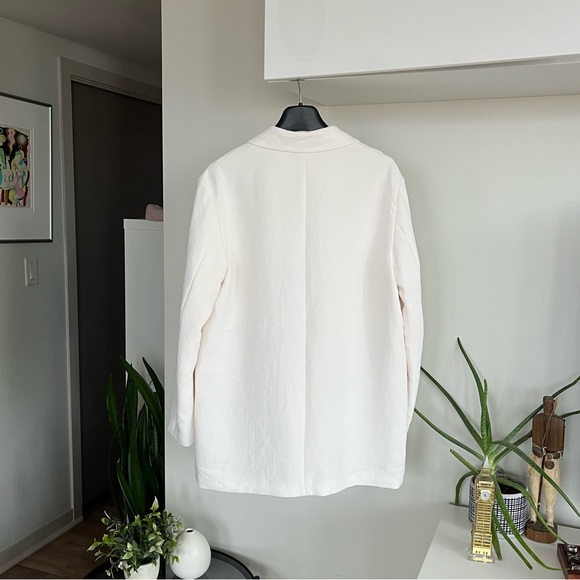 Aritzia Wilfred Cherrelle Blazer Sz Large Light Birch Summer Oversized Comfy - Picture 11 of 15